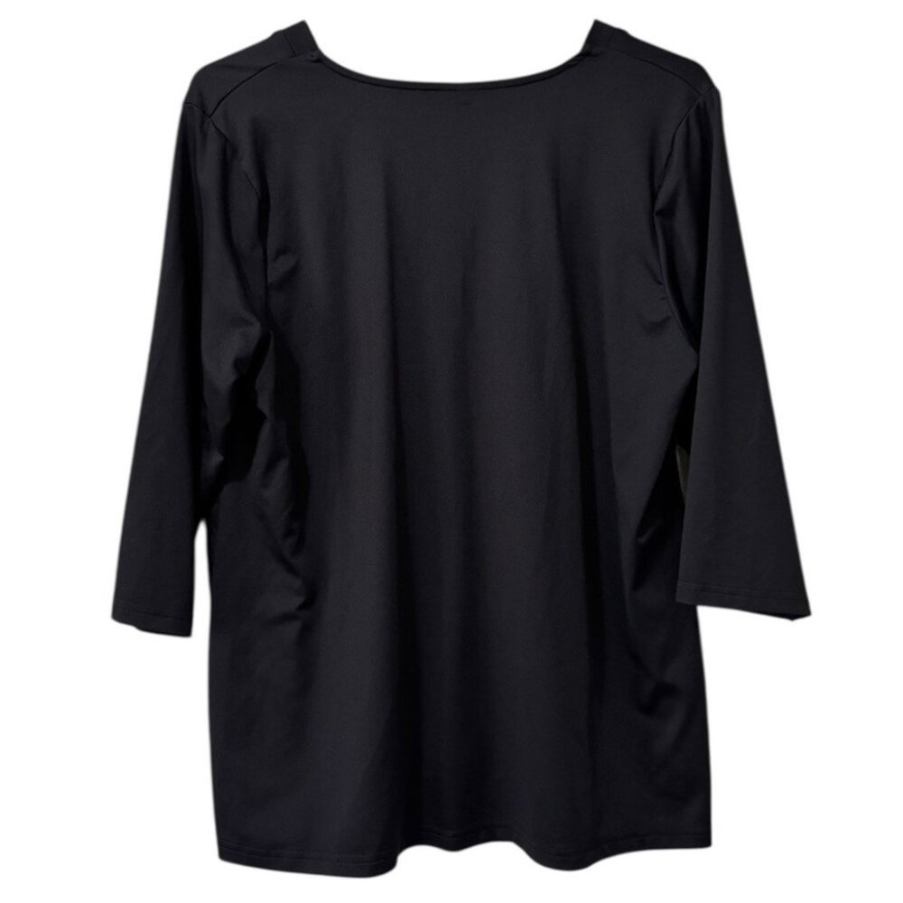 Lulu-B Shirt Women Medium Black‎ 3/4 Sleeve Stretch Nylon Spandex Preppy City - Picture 2 of 11